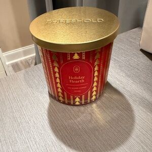 Threshold Holiday Hearth Gold and Red Candle